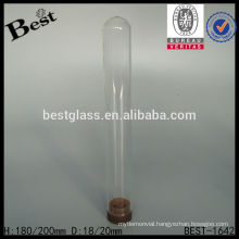 180/200mm height clear color glass tube for chemical, empty test tube for sale, round glass test tube with pp cap